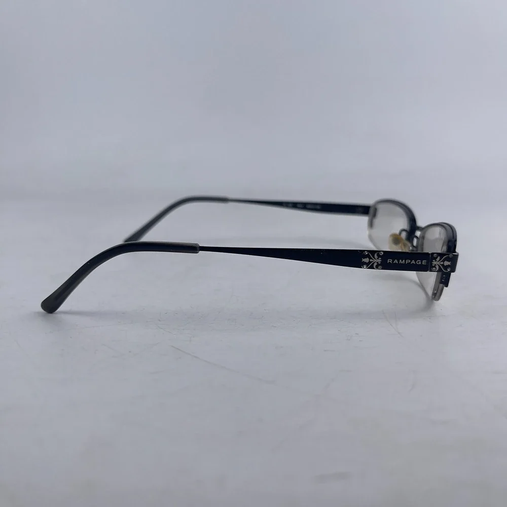 Rampage R 123 Women Eyeglasses Frame Black Metal Rectangle Half Rim 50-17-135 mm